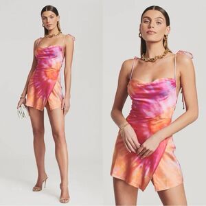 NWT RETROFÊTE ARIELLA SILK DRESS in Sunset